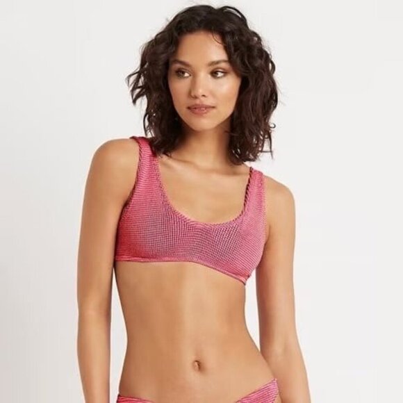 Bound by bond-eye Australia The Malibu Bikini Top Lux Waffle Hot Pink Swimsuit - Picture 8 of 8
